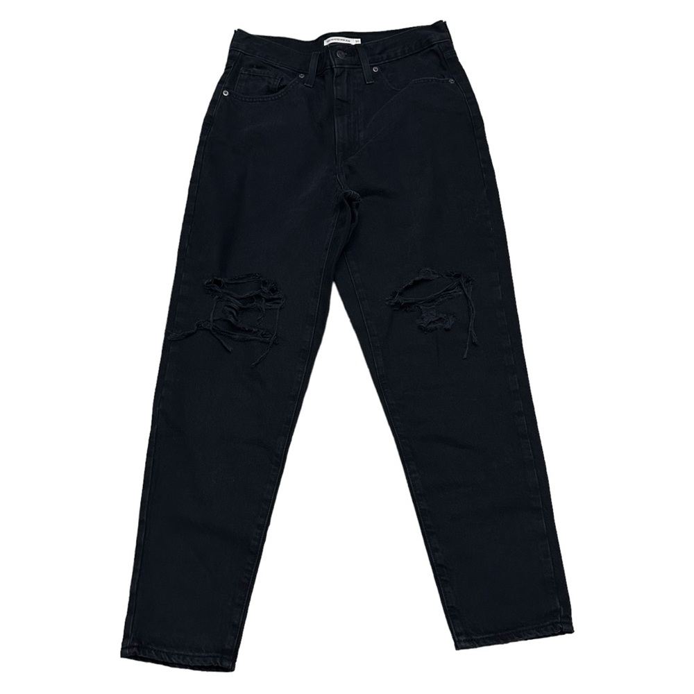 Levi’s Women’s Size 30 x 28 High Waisted Tapered Mom Jeans Black‎ Straight